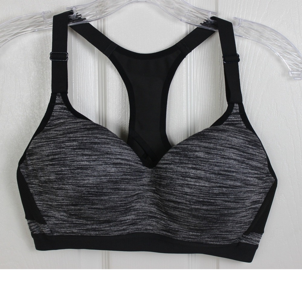 Victoria Sport Incredible‎ Sports Bra 34C Grey Black Space Dye High Impact Racer